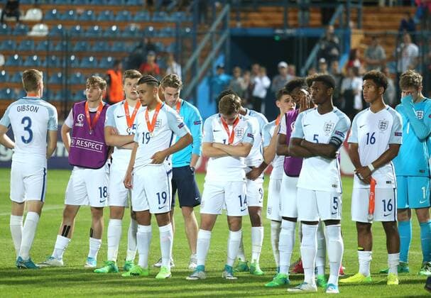 U-17 Finals ENG-SPA - Varazdin, Croatia 19.05.2017., Varazdin, Croatia - UEFA U-17 European Championship EM Europameisterschaft finals, England vs Spain.The celebration of the player and winner Spain after the European Championship won after the execution of the penalty shoot-out. Emile Smith-Rowe, Marc Guehi, Joel Latibeaudiere, Jake Vokins, Marc Guehi, Daniel Loader, Josef Bursik. SanjinxStrukic PIXSELL
