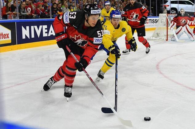 Eishockey, WM, Finale, Kanada - Schweden 21.05.2017, xblx, Eishockey WM 2017, Finale, Gold Medal Game, Kanada - Schweden, emspor, v.l. Jeff Skinner (Team Canada, Kanada), William Karlsson (Team Schweden, Sverige, Sweden) Koeln