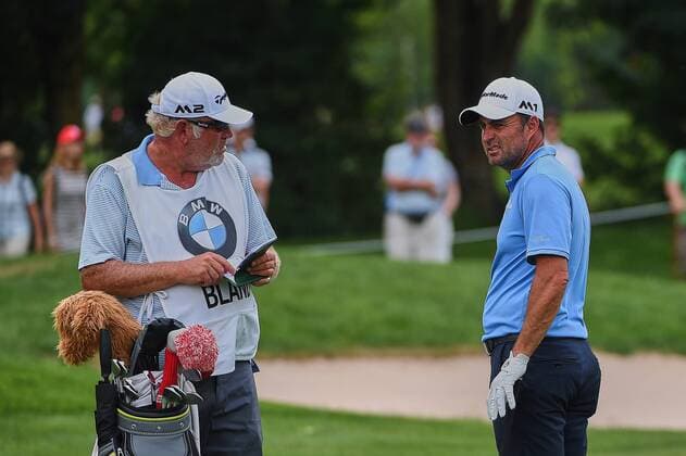 GER, Muenchen, Polo,BMW International Open 2017 23.06.2017, Golfplatz Eichenried, Moosinning, GER, Muenchen, Polo,BMW International Open 2017, im Bild Richard Bland (ENG) im Gespraech mit seinem Caddy nordphotox xSchreyer