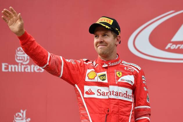 Sebastian VETTEL,GER (Scuderia Ferrari),Jubel,Freude,Begeisterung, Siegerehrung, Aktion,Einzelbild,angeschnittenes Einzelmotiv,Halbfigur,halbe Figur. Formel 1:GP von Oesterreich, Red Bull Ring Zeltweg,Spielberg,Saison 2017,am 09.07.2017.