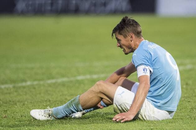 170718 Malmö FFs Markus Rosenberg deppar efter fotbollsmatchen mellan Vardar och Malmö FF i kvalet till Champions League den 18 juli 2017 i Strumica. Copyright: PETTERxARVIDSON BB170718PA170