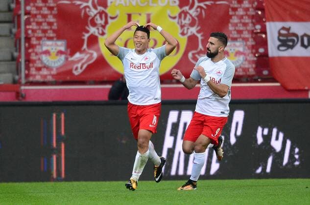 UEFA Champions League, third qualifying round, 1st leg, FC Red Bull Salzburg - HNK Rijeka 26.07.2017., Red Bull Arena, Salzburg, Austria - UEFA Champions League, third qualifying round, 1st leg, FC Red Bull Salzburg - HNK Rijeka. Hee Chan Hwang, Munas Dabbur. MarkoxPrpic PIXSELL