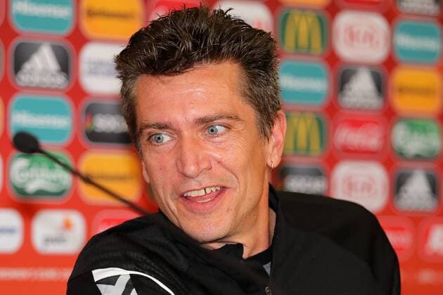 Nils Nielsen (Trainer, Cheftrainer, Dänemark), Einzelbild, Aktion, Action, bei der Pressekonferenz, Abschlusspressekonferenz, PK, press conference PK Pressekonferenz Pressetermin im Media Center, im Vorfeld des Spiels, Fussball, UEFA Women s EURO 2017, MD-1, Deutschland - Dänemark, xozx
