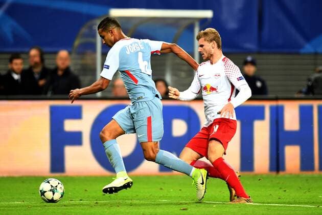 Fussball, Herren, Saison 2017 2018, Champions League (Gruppe G, 1. Spieltag), RB Leipzig - AS Monaco, Jorge (Nr. 6, AS Monaco), Timo Werner (Nr. 11, RB Leipzig), 13.09.2017, Copyright: xMatthiasxKochx