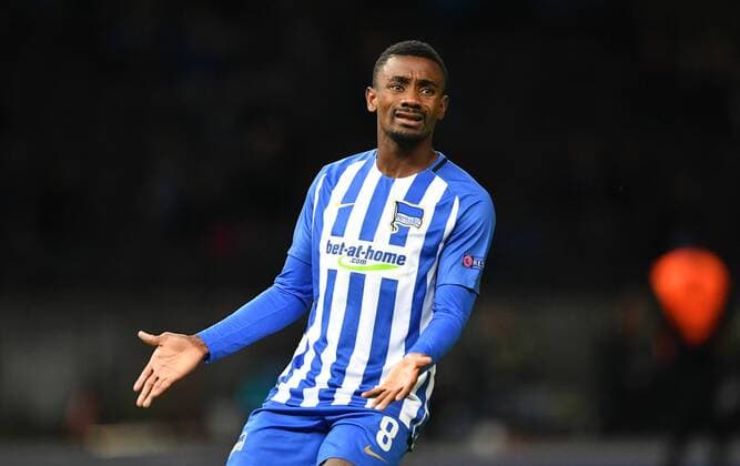 Salomon Kalou (Hertha BSC , enttäuscht nach einer vertanen Chance Hertha BSC Berlin - Athletic Bilbao Europa League, Gruppenphase, 1. Spieltag, Fußball, Fussball, soccer, Herren, Männer, Maenner, Deutschland, Germany Berlin, 14.9.2017, Olympiastadion