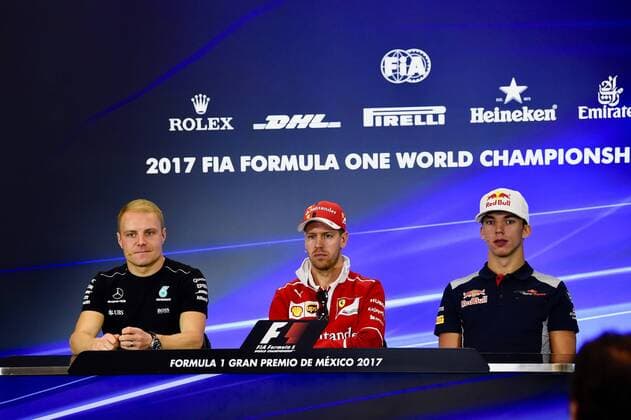 Valtteri Bottas (FIN 77), Mercedes AMG Petronas Motorsport, Sebastian Vettel (GER 5), Scuderia Ferrari, Pierre Gasly (FRA 10) Scuderia Toro Rosso, Grosser Preis von MEXICO 2017, Vorbereitungen, Motorsport, Formel 1, 26.10.2017, MEXICO Copyright: xAndre Eibner-Pressefotox EP_JAE