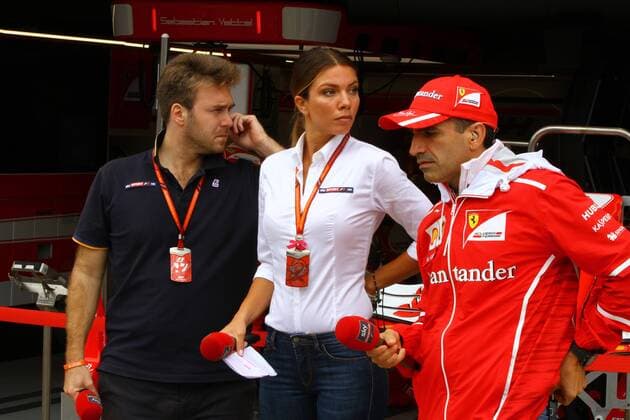 11.11.2017 - Qualifying, Davide Valsecchi (ITA), Sky TV, Federica Masolin, Sky and Marc Gene (ESP), Test Driver Scuderia Ferrari Brazilian Grand Prix, Sao Paulo, Interlagos 9 - 12 November 2017 11.11.2017 - Qualifying, Davide Valsecchi (ITA), Sky TV, Federica Masolin, Sky and Marc Gene (ESP), Test Driver Scuderia Ferrari