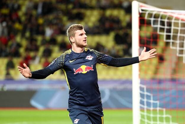 Bilder des Tages - SPORT AS Monaco - RB Leipzig Fussball Champions League Monaco, 21.11.2017, Stade Louis II, Fussball, Champions League, Gruppe G, 5. Spieltag , AS Monaco vs. RB Leipzig , Im Bild: Torschütze Timo Werner (11, Leipzig), Torjubel nach seinem Treffer zum 0:2. ,