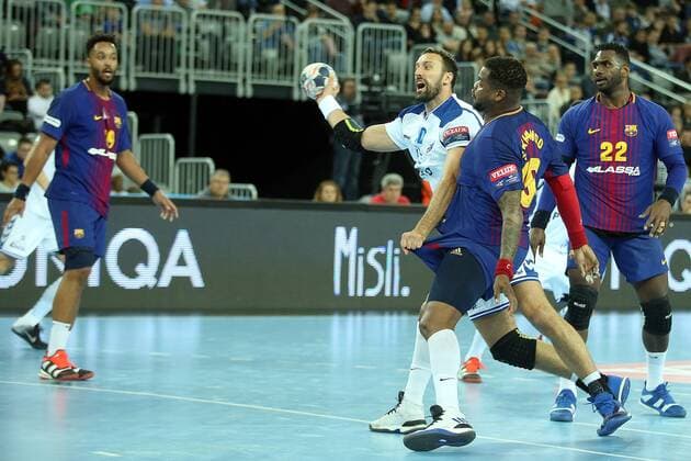 VELUX EHF Champions League, Group A, Round 9, RK PPD Zagreb - FC Barcelona Barca 23.11.2017., Croatia, Arena Zagreb, Zagreb - VELUX EHF Champions League, Group A, Round 9, RK PPD Zagreb - FC Barcelona. Igor Vori, Cedric Sorhaindo. GoranxStanzl PIXSELL
