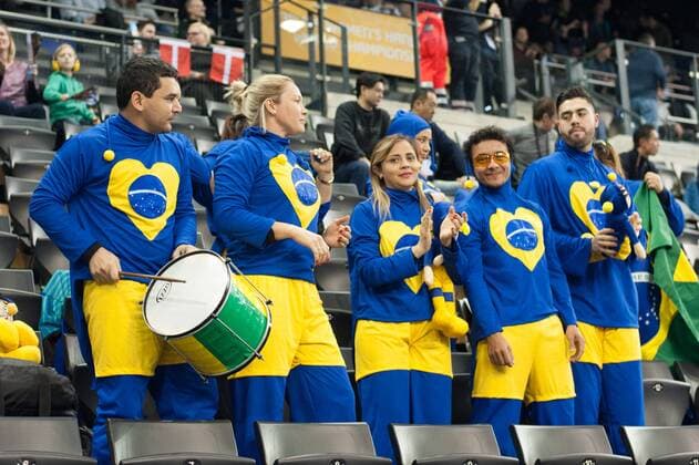 GER, IHF WM 2017, Russland (RUS) vs Brasilien (BRA) 05.12.2017, EWE Arena, Oldenburg, Germany, 23.IHF World Championship WM Weltmeisterschaft 2017 Women, first round, Group C, Russland vs Brasilien, im Bild Vor dem Spiel Brasilien Fans (BRA Fans )