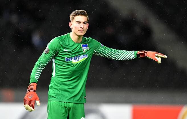 Jonathan Klinsmann (Torwart Hertha BSC), Hertha BSC Berlin - Östersunds FK Europa League, Gruppenphase, Rückspiel, Fußball, Fussball, soccer, Herren, Männer, Maenner, Deutschland, Germany Berlin, 7.12.2017, Olympiastadion