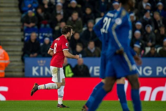 Juan Mata of Manchester United ManU celebrates after he equalises during the Premier League match between Leicester City and Manchester United at the King Power Stadium, Leicester, England on 23 December 2017. Copyright: xMatthewxBuchanx 18330028