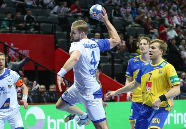 Handball, EM, Schweden - Island European Handball Championship, Group A, 1st Round, Sweden - Iceland 12.01.2018., Croatia, Spaladium Arena, Split - European Handball Championship, Group A, 1st Round, Sweden - Iceland. Aron Palmarsson, Max Darj. IvoxCagalj PIXSELL