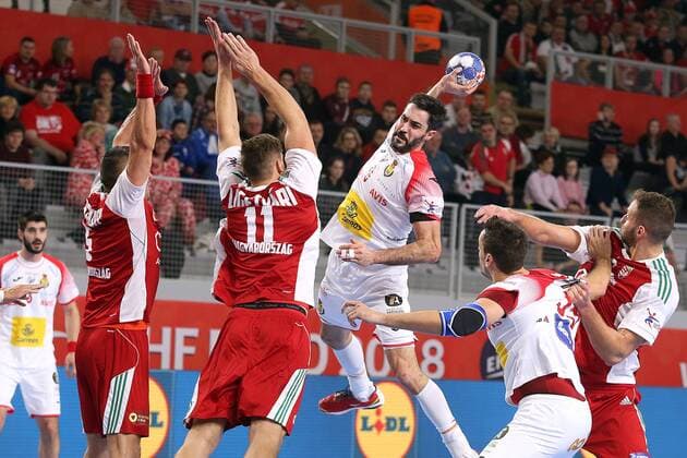 Handball, EM, Ungarn - Spanien European Handball Championship, Group D, 2nd Round, Hungary - Spain 15.01.2018., Croatia, Arena, Varazdin - European Handball Championship, Group D, 2nd Round, Hungary - Spain. ENTRERRIOS Raul GoranxStanzl PIXSELL