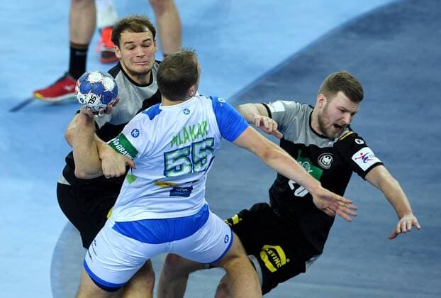 European Handball Championship, Group C, 2nd Round, Slovenia - Germany 15.01.2018., Croatia, Arena, Zagreb - European Handball Championship, Group C, 2nd Round, Slovenia - Germany. MLAKAR Ziga , WEBER Philipp MarkoxLukunic PIXSELL