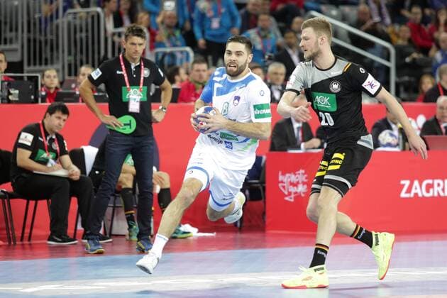 European Handball Championship, Group C, 2nd Round, Slovenia - Germany 15.01.2018., Croatia, Arena, Zagreb - European Handball Championship, Group C, 2nd Round, Slovenia - Germany. Janc Blaz, Weber Philipp. LukaxStanzl PIXSELL
