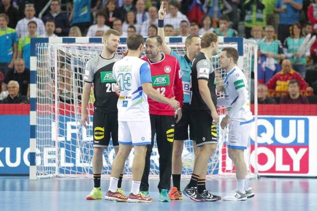 European Handball Championship, Group C, 2nd Round, Slovenia - Germany 15.01.2018., Croatia, Arena, Zagreb - European Handball Championship, Group C, 2nd Round, Slovenia - Germany. Heinevetter Silvio, Weber Philipp, Cingesar Darko. LukaxStanzl PIXSELL