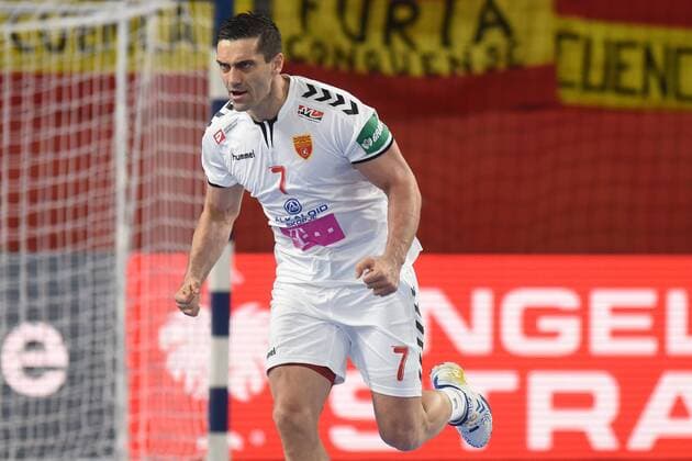 Handball, EM, Mazedonien - Spanien European Handball Championship, Group II, 4th round, FYR Macedonia - Spain 21.01.2018., Arena Varazdin, Varazdin, Croatia - 2018 European Men s Handball Championship, Group II, 4th round, FYR Macedonia - Spain. Kiril Lazarov VjeranxZganec-Rogulja PIXSELL