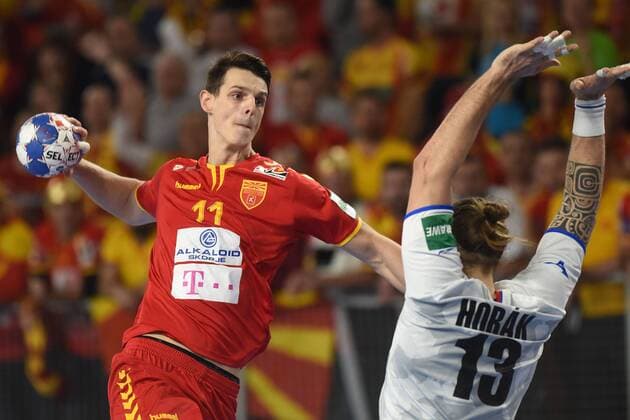 European Handball Championship, Group II, 2nd round, FYR Macedonia - Czech Republic 23.01.2018., Arena Varazdin, Varazdin, Croatia - 2018 European Men s Handball Championship, Group II, 2nd round, FYR Macedonia - Czech Republic. Filip Taleski, Pavel Horak VjeranxZganec-Rogulja PIXSELL