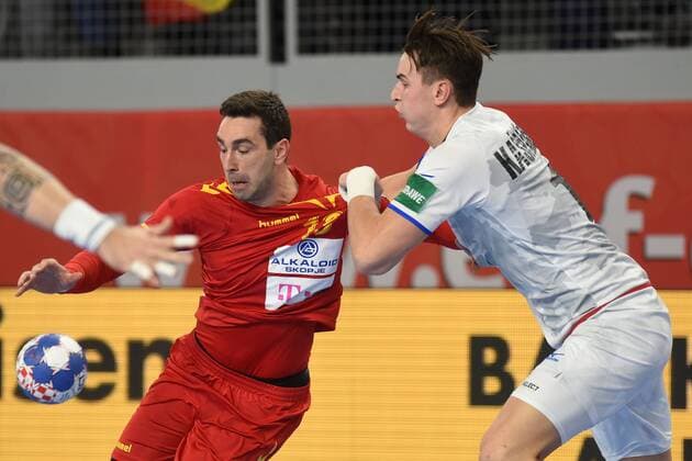 European Handball Championship, Group II, 2nd round, FYR Macedonia - Czech Republic 23.01.2018., Arena Varazdin, Varazdin, Croatia - 2018 European Men s Handball Championship, Group II, 2nd round, FYR Macedonia - Czech Republic. Filip Mirkulovski, Stanislav Kasparek. VjeranxZganec-Rogulja PIXSELL