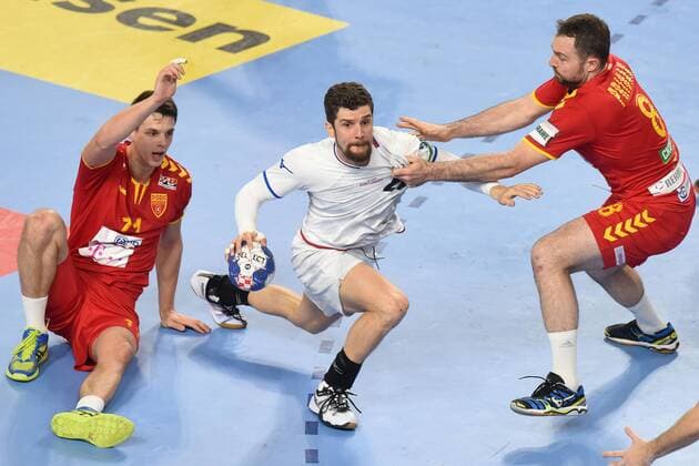 European Handball Championship, Group II, 2nd round, FYR Macedonia - Czech Republic 23.01.2018., Arena Varazdin, Varazdin, Croatia - 2018 European Men s Handball Championship, Group II, 2nd round, FYR Macedonia - Czech Republic. Filip Taleski, Ondrej Zdrahala, Nemanja Pribak VjeranxZganec-Rogulja PIXSELL