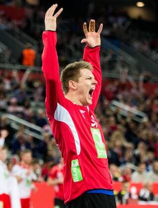 24.01.2018, Arena Zargreb, Zagreb, CRO, EHF EM, Herren, Schweden vs Norwegen, Hauptrunde, Gruppe 1, im Bild Torbjorn S.Bergerud of Norway reacts during the main round, group 1 match of the EHF men s Handball European Championship EM Europameisterschaft between Sweden and Norway at the Arena Zargreb in Zagreb, Croatia on 2018 01 24. Zagreb