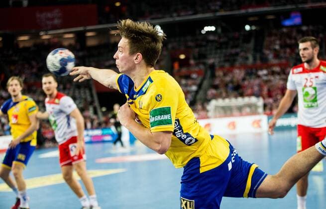 24.01.2018, Arena Zargreb, Zagreb, CRO, EHF EM, Herren, Schweden vs Norwegen, Hauptrunde, Gruppe 1, im Bild Jerry Tollbring of Sweden during the main round, group 1 match of the EHF men s Handball European Championship EM Europameisterschaft between Sweden and Norway at the Arena Zargreb in Zagreb, Croatia on 2018 01 24. Zagreb