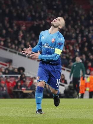 Arsenal s Jack Wilshere looks on dejected during the Europa League Round of 32 match at the Emirates Stadium, London. Picture date: February 22nd 2018. Picture credit should read: David Klein Sportimage EDITORIAL USE ONLY. No use with unauthorised audio, video, data, fixture lists, club league logos or live services. Online in-match use limited to 120 images, no video emulation. No use in betting, games or single club league player publications.