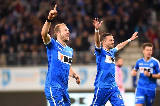 - GENT, BELGIUM: Gent s Laurent Depoitre scores a goal during the Jupiler Pro League match between KAA Gent and RSC Anderlecht, Thursday 30 April 2015 in Gent, on the fifth day of the Play-off 1. LUCxCLAESSEN x80475152x