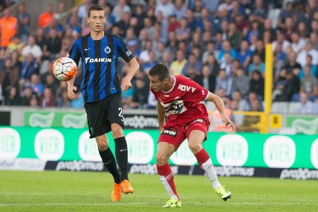 - BRUGGE, BELGIUM: Club s Hans Vanaken and Kortrijk s Nebosja Pavlovic fight for the ball the Jupiler Pro League match between Club Brugge KV and KV Kortrijk, in Brugge, Friday 14 August 2015, on the 4rth day of the Belgian soccer championship. KURTxDESPLENTER x84040649x