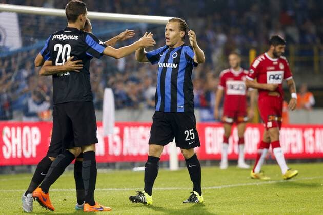 - BRUGGE, BELGIUM: Club s Hans Vanaken and Club s Rudy Ruud Vormer celebrate after scoring during the Jupiler Pro League match between Club Brugge KV and KV Kortrijk, in Brugge, Friday 14 August 2015, on the 4rth day of the Belgian soccer championship. KRISTOFxVANxACCOM x84043275x