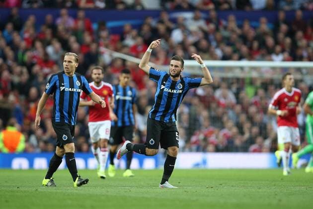 - MANCHESTER, UNITED KINGDOM: Club s Tuur Dierckx celebrates after a goal during a soccer game between British club Manchester United ManU FC and Belgian team Club Brugge KV in Manchester, United Kingdom, Tuesday 18 August 2015, the first leg of the play-offs for the UEFA Champions League competition. BRUNOxFAHY x84377810x