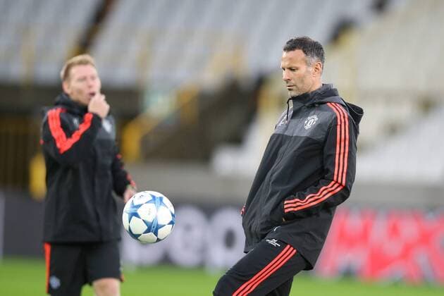 - BRUGGE, BELGIUM: Manchester s Ryan Giggs pictured during a training session of British soccer club Manchester United ManU in Brugge, Tuesday 25 August 2015. Tomorrow Belgian first league soccer team Club Brugge will play the return game of the play-offs of the Uefa Champions League competition against British soccer club Manchester United FC. Manchester United won the first leg 3-1. BRUNOxFAHY x84611409x