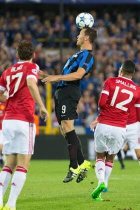- BRUGGE, BELGIUM: Manchester s Daley Blind, Club s Tom De Sutter and Manchester s Chris Smalling fight for the ball during a soccer game between Belgian first league team Club Brugge KV and British club Manchester United ManU FC in Brugge, Wednesday 26 August 2015, the return game of the play-offs of the UEFA Champions League competition. Manchester United won the first leg 3-1. KURTxDESPLENTER x84637884x