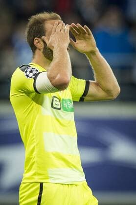 - GENT, BELGIUM: Gent s Laurent Depoitre reacts after the first game in the group stage of the Uefa Champions League competition, in group H, between Belgian first league soccer team KAA Gent and Olympique Lyon, in Gent, Wednesday 16 September 2015. JASPERxJACOBS x85279584x