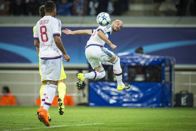 - GENT, BELGIUM: Lyon s Christophe Jallet scores a goal during the first game in the group stage of the Uefa Champions League competition, in group H, between Belgian first league soccer team KAA Gent and Olympique Lyon, in Gent, Wednesday 16 September 2015. JASPERxJACOBS x85281346x