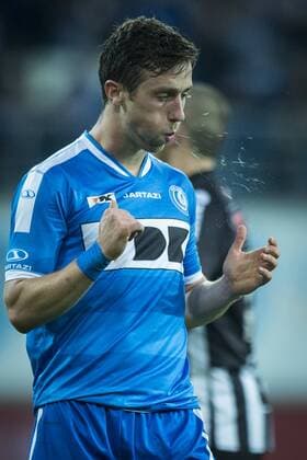 - GENT, BELGIUM: Gent s Brecht Dejaegere reacts during the Jupiler Pro League match between KAA Gent and Sporting Charleroi, in Gent, Sunday 08 November 2015, on the 15th day of the Belgian soccer championship. JASPERxJACOBS x87166007x