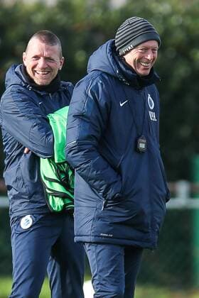 - BRUGGE, BELGIUM: Club s assistant coach Stephan Van der Heyden and Club s head coach Michel Preud homme pictured during a training session of Belgian first division Club Brugge, in Brugge, Wednesday 25 November 2015. Tomorrow first league soccer club Club Brugge will play the fifth game in the group stage of the Uefa Europa League competition against Italian soccer club Napoli, in the group D. BRUNOxFAHY x87696530x