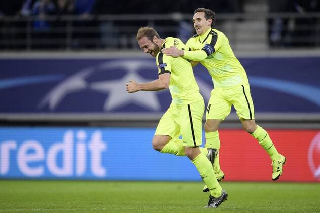 - GENT, BELGIUM: Gent s Laurent Depoitre and Gent s Sven Kums celebrate during a soccer game between Belgian team KAA Gent and Russian club FC Zenit Saint Petersburg, Wednesday 09 December 2015, in Gent, the sixth and last day of the group stage the UEFA Champions League competition, in group H. YORICKxJANSENS x88058164x