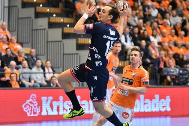 IFK Kristianstad - SG Flensburg-Handewitt, EHF Champions League; Kristianstad, 24.03.18 Kristianstad, 24.03.18, Handball, VELUX EHF Champions League, Saison 2017 2018, Achtelfinale, IFK Kristianstad - SG Flensburg-Handewitt : Hampus Wanne (SG Flensburg-Handewitt, 14), Tim Soerensen (IFK Kristianstad, 07)