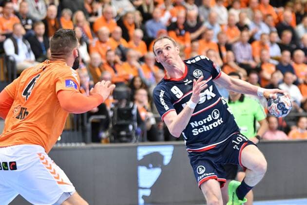 IFK Kristianstad - SG Flensburg-Handewitt, EHF Champions League; Kristianstad, 24.03.18 Kristianstad, 24.03.18, Handball, VELUX EHF Champions League, Saison 2017 2018, Achtelfinale, IFK Kristianstad - SG Flensburg-Handewitt : Holger Glandorf (SG Flensburg-Handewitt, 09), Mario Lipovac (IFK Kristianstad, 04)