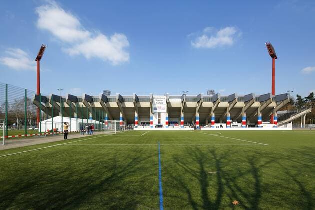 Fussball, Regionalliga West, 2017 2018, Grotenburg-Stadion in Krefeld-Bockum, Niederrhein, Nordrhein-Westfalen, Heimspielstaette des KFC Uerdingen 05, baufaellig, marode, renovierungsbeduerftig, Zuschauertribuene Sport, Fussball, Regionalliga West, 2017 2018, Grotenburg-Stadion in Krefeld-Bockum, Niederrhein, Nordrhein-Westfalen, Heimspielstaette des KFC Uerdingen 05, baufaellig, marode, renovierungsbeduerftig, Zuschauertribuene, sports, football, Regional League West, 2017 2018, Grotenburg Stadium in Krefeld-Bockum, Lower Rhine, North Rhine-Westphalia, home ground of KFC Uerdingen 05, ramshackle, dilapidated, in need of renovation, grand stand