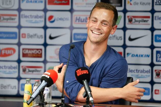 - BRUGGE, BELGIUM: Club s Tom De Sutter pictured during a press conference PK Pressekonferenz of Belgian First Division soccer team Club Brugge in Brugge, Wednesday 07 August 2013. Tomorrow Club Brugge plays the return game of the third qualifying round against Polish team WKS Slask Wroclaw in the UEFA Europa League. BRUNOxFAHY x45095307x