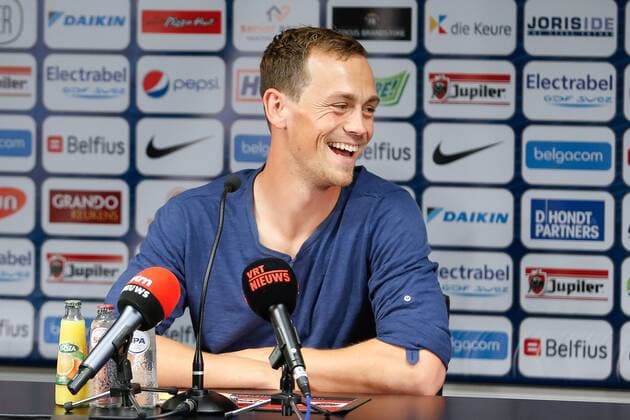 - BRUGGE, BELGIUM: Club s Tom De Sutter pictured during a press conference PK Pressekonferenz of Belgian First Division soccer team Club Brugge in Brugge, Wednesday 07 August 2013. Tomorrow Club Brugge plays the return game of the third qualifying round against Polish team WKS Slask Wroclaw in the UEFA Europa League. BRUNOxFAHY x45095312x