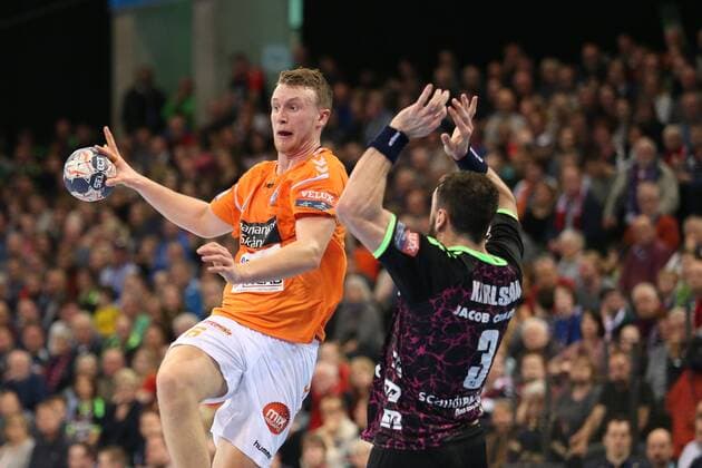SG Flensburg-Handewitt - IFK Kristianstad, EHF Champions League; Flensburg, 28.03.18 Flensburg, 28.03.18, Handball, VELUX EHF Champions League, Saison 2017 2018, Achtelfinale, SG Flensburg-Handewitt - IFK Kristianstad : Philip Henningsson (IFK Kristianstad, 06), Tobias Karlsson (SG Flensburg-Handewitt, 03)