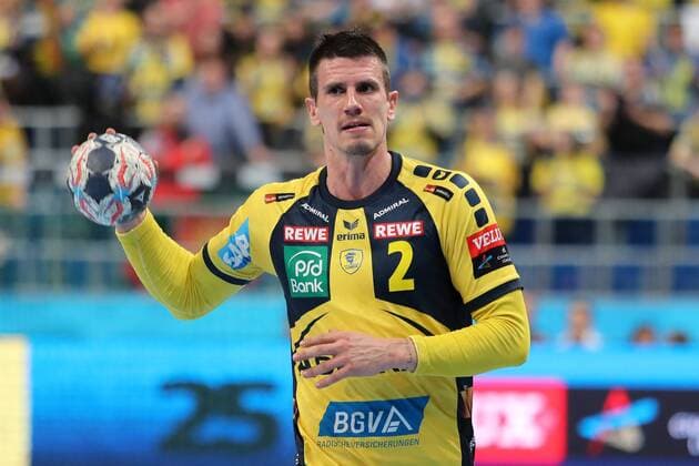 Andre Schmid (Andy Schmid, RNL, 2), am Ball, Spielszene, Einzelbild, Aktion, Action, Handball, Champions League, Rhein-Neckar Löwen - PGE Vive Kielce,