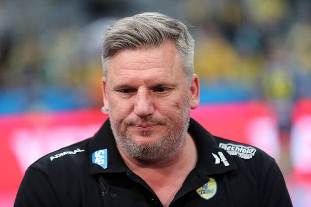 Nikolaj Jacobsen (Trainer, Cheftrainer, RNL), Einzelbild, Aktion, Action, Porträt, Portrait, enttäuscht schauend, Enttäuschung, Frustration, disappointed, pessimistisch, Handball, Champions League, Rhein-Neckar Löwen - PGE Vive Kielce,