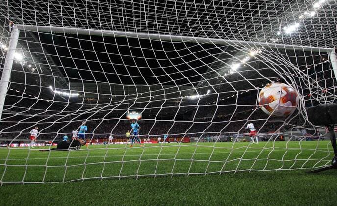 RB Leipzig - Marseille Fussball Euro League Leipzig, 05.04.2018, Red Bull Arena, Fussball, UEFA EURO EM Europameisterschaft Fussball League, Viertelfinale, Hinspiel , RB Leipzig vs. Olympique Marseille , Im Bild; Tor für RB Leipzig. Timo Werner (11, RB Leipzig) erzielt den Treffer zum 1:0. ,