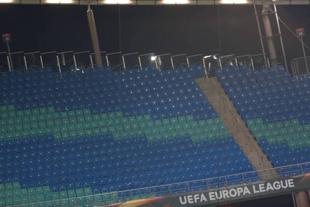 05.04.2018, xtgx, Fussball UEFA Europa League, RB Leipzig - Olympique Marseille, emspor, v.l. Symbolbild, Symbolfoto, leere Ränge, Zuschauer, Tribüne, leere Plätze, Sitze Leipzig