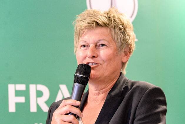 Karin Danner (Managerin FC Bayern München), Portrait, Gesicht, Nahaufnahme, Einzelfoto, Einzelbild, single picture, Fussball, DFB-Pokal der Frauen, Finale, Kick-off-Talk mit den Finalisten,